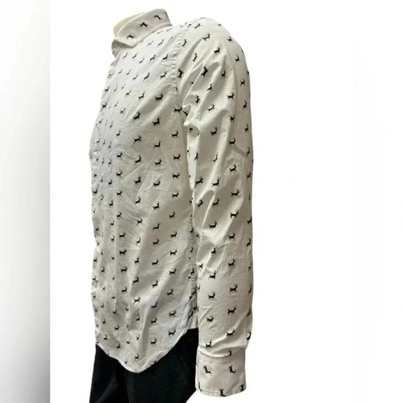 1670 Long Sleeve Button Down Black White Dress Shirt Buck Deer Size 16 - Picture 2 of 7